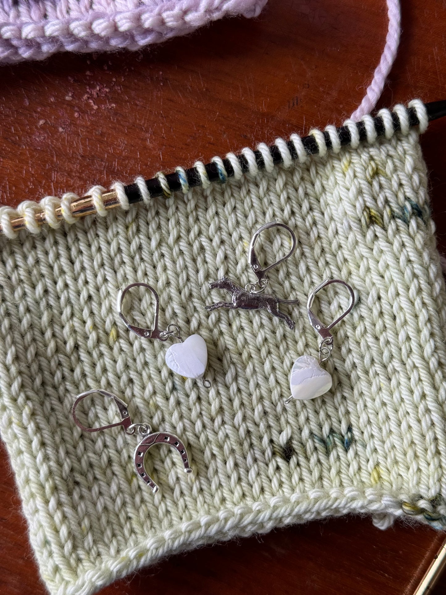 Silver Cowboy & Pearls Stitch Markers