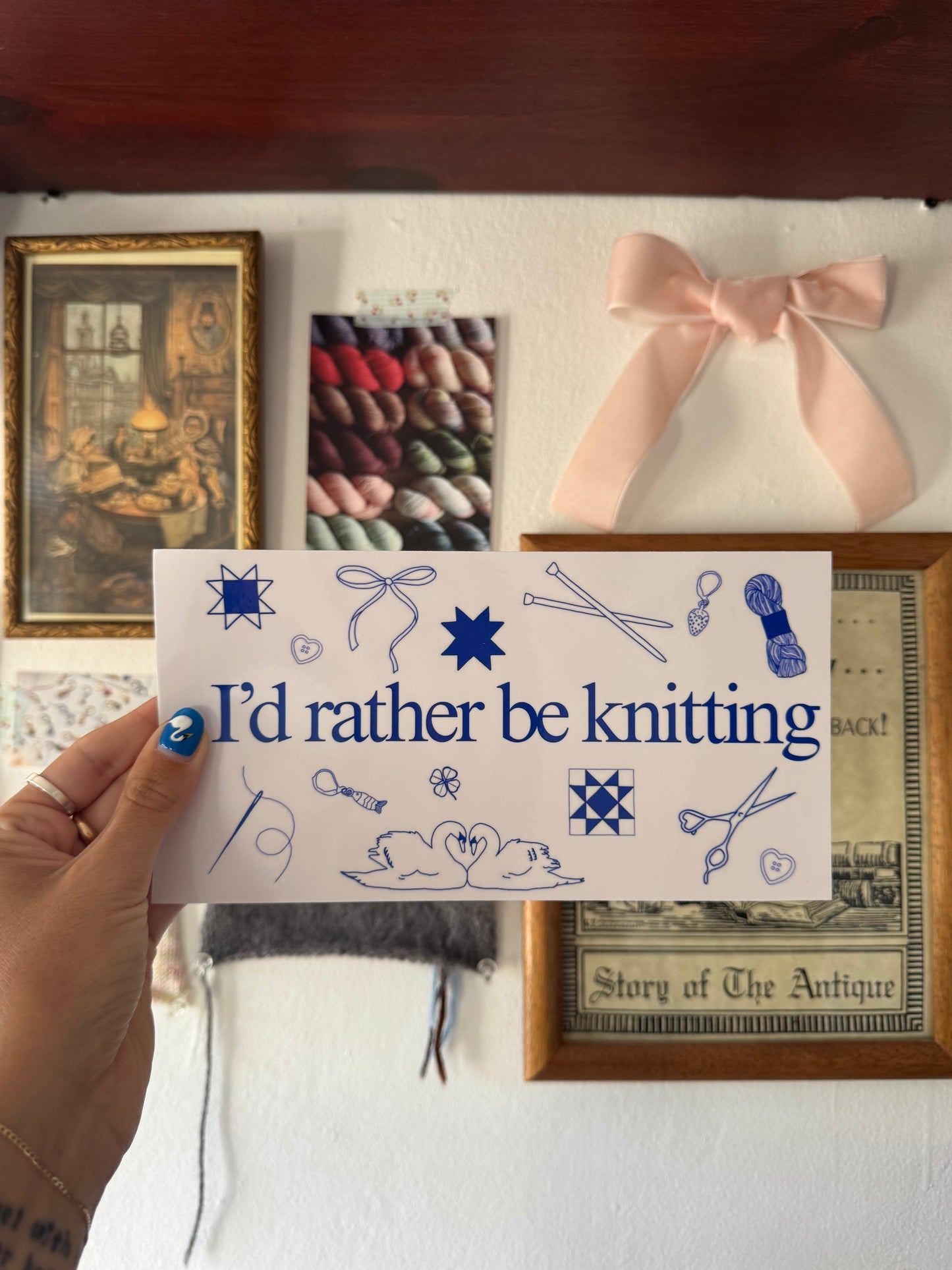 "I'd rather be knitting" bumper sticker